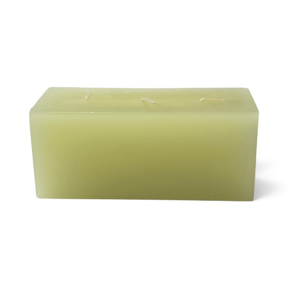 PartyLite Brick Candle 3 Wick Rectangle Made in USA 0745 Green With Box - Picture 3 of 5